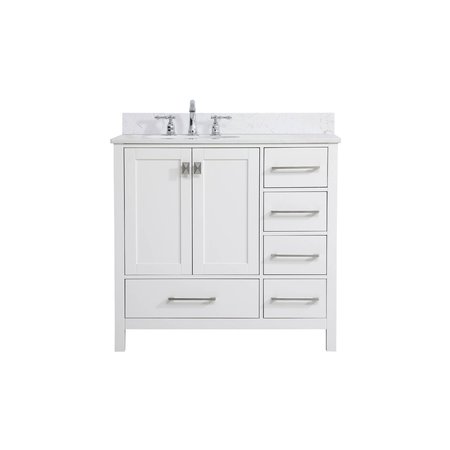 ELEGANT DECOR 36 Inch Single Bathroom Vanity In White With Backsplash, 2PK VF18836WH-BS